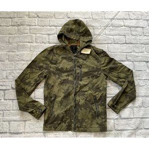 Guess Digital Camouflage Safari Jacket With Hoodie Zipper Pockets Size XS